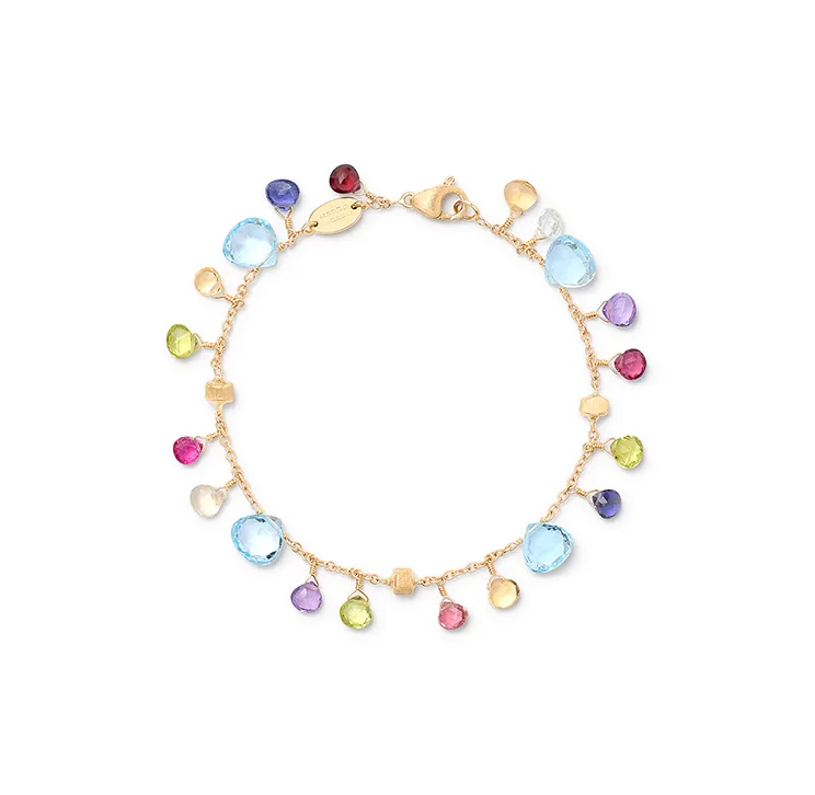 Bangles with rough opal for organic shine -Marco Bicego Paradise Yellow Gold Mixed Gemstone Bracelet