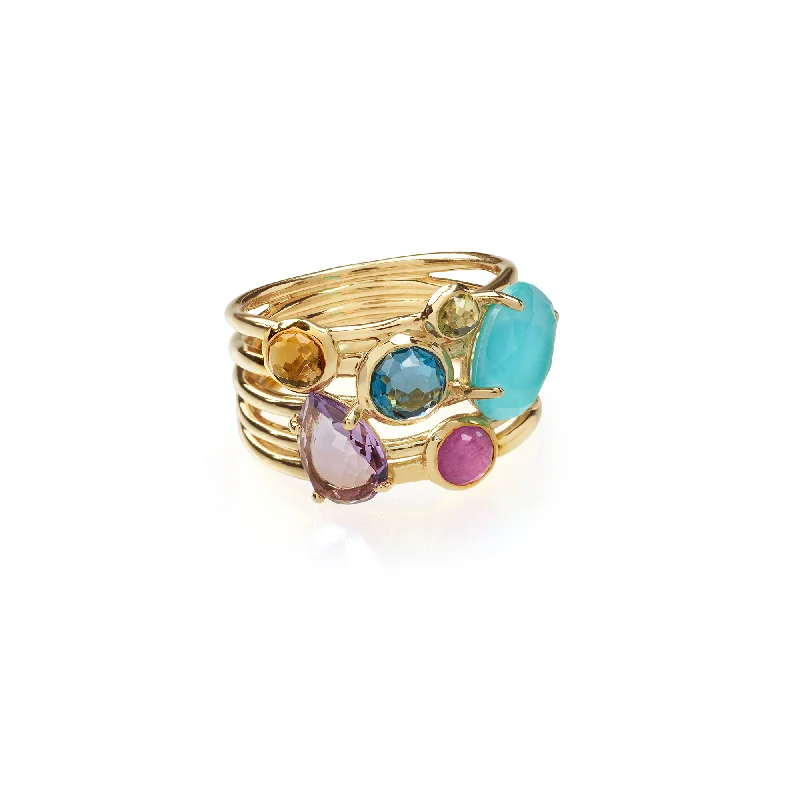 Rings with spiral designs for eye-catching twist -IPPOLITA Rock Candy Gelato 6-Stone Cluster Ring in Summer Rainbow