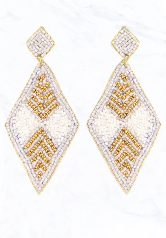 Indian Drop Earrings with Intricacy -Silver & Gold Beaded Earrings