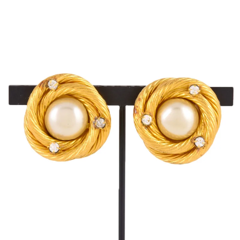 Drop Earrings for Gym Workout -Chanel  Artificial ivory Rhinestone Clip Earrings (Pre-Owned)