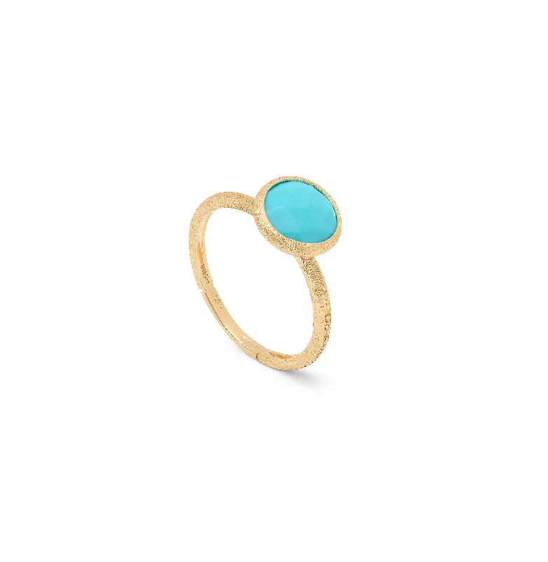 Rings with floral amethyst for romantic touch -Marco Bicego Jaipur Yellow Gold Turquoise Stackable Ring