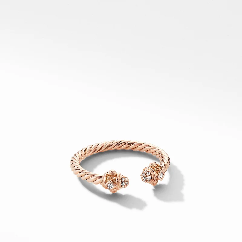 Rings with adjustable bands for perfect fit -Renaissance Ring in 18K Rose Gold with Diamonds, Size 7