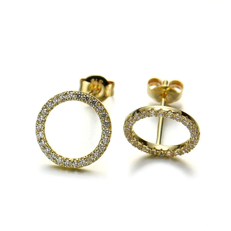 Drop Earrings with Symbolic Elements -Women's Gold Zircon Ring Earrings