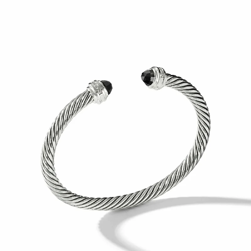 Bracelets with heart-shaped ruby stone charms -David Yurman The Cable Collection® Bracelet in Sterling Silver