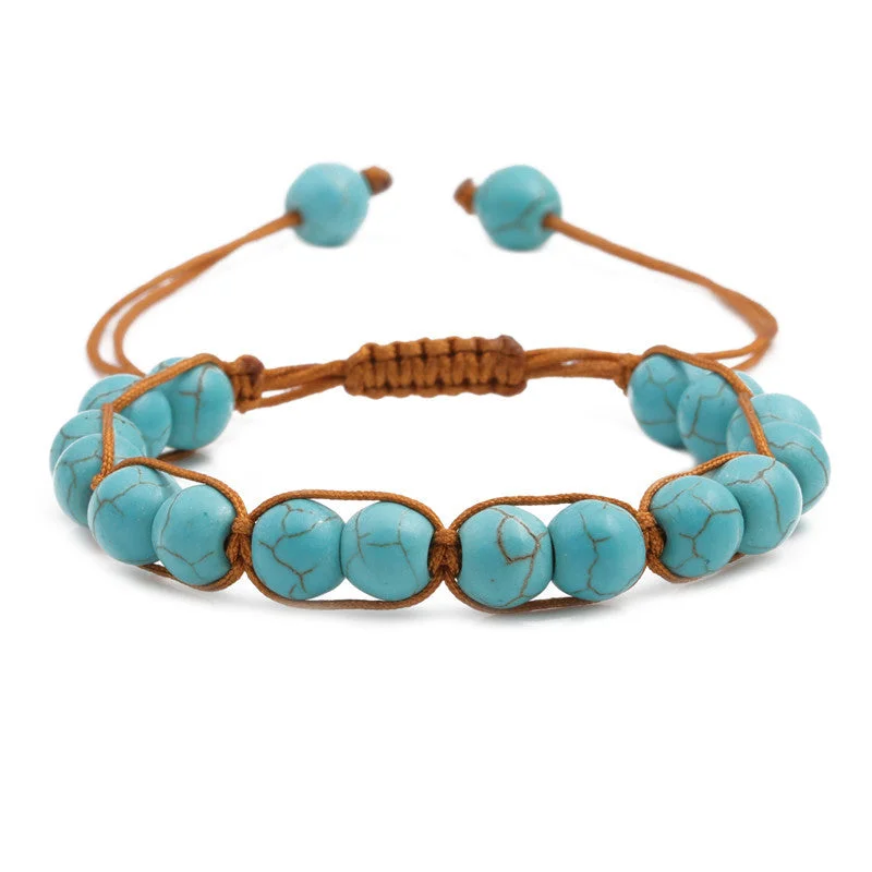 Bangles with aventurine gems for green luck -Wholesale Woven Women's Turquoise Bracelet