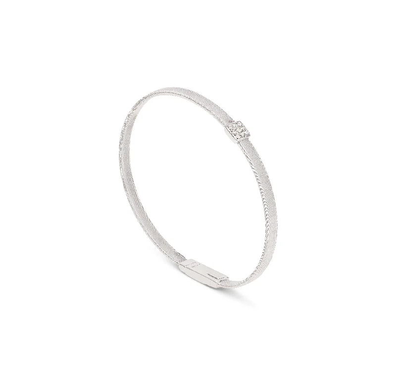 Bangles with interlocking links for uniqueness -Marco Bicego Masai White Gold 1 Station Diamond Bracelet