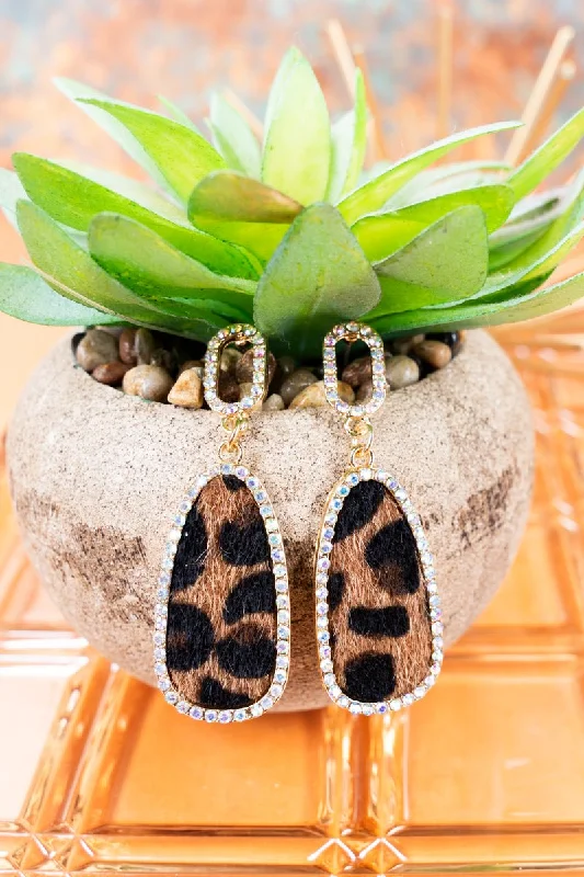 Drop Earrings with Knot Designs -Crystal Avenue Sofia Crystal Leopard Teardrop Earrings