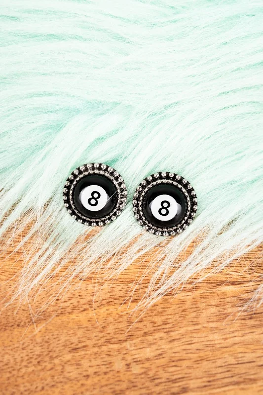 Drop Earrings for Engagement Party -TIPI Call The 8 Ball Silvertone Earrings