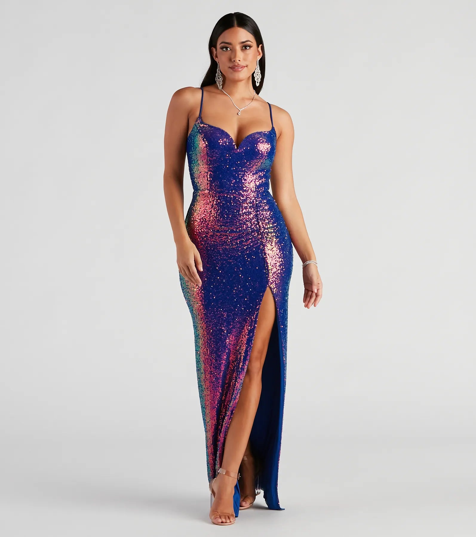 Prom Dresses for School Dance -Aisha Formal Iridescent Sequin Dress