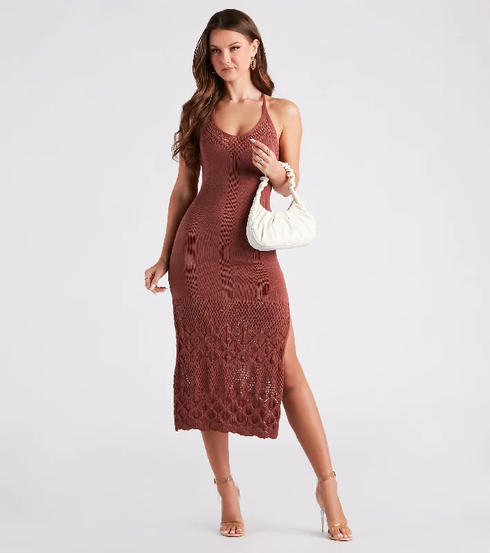 One-shoulder Dresses for Trendy -Beachy Vibes Maxi Sweater Dress