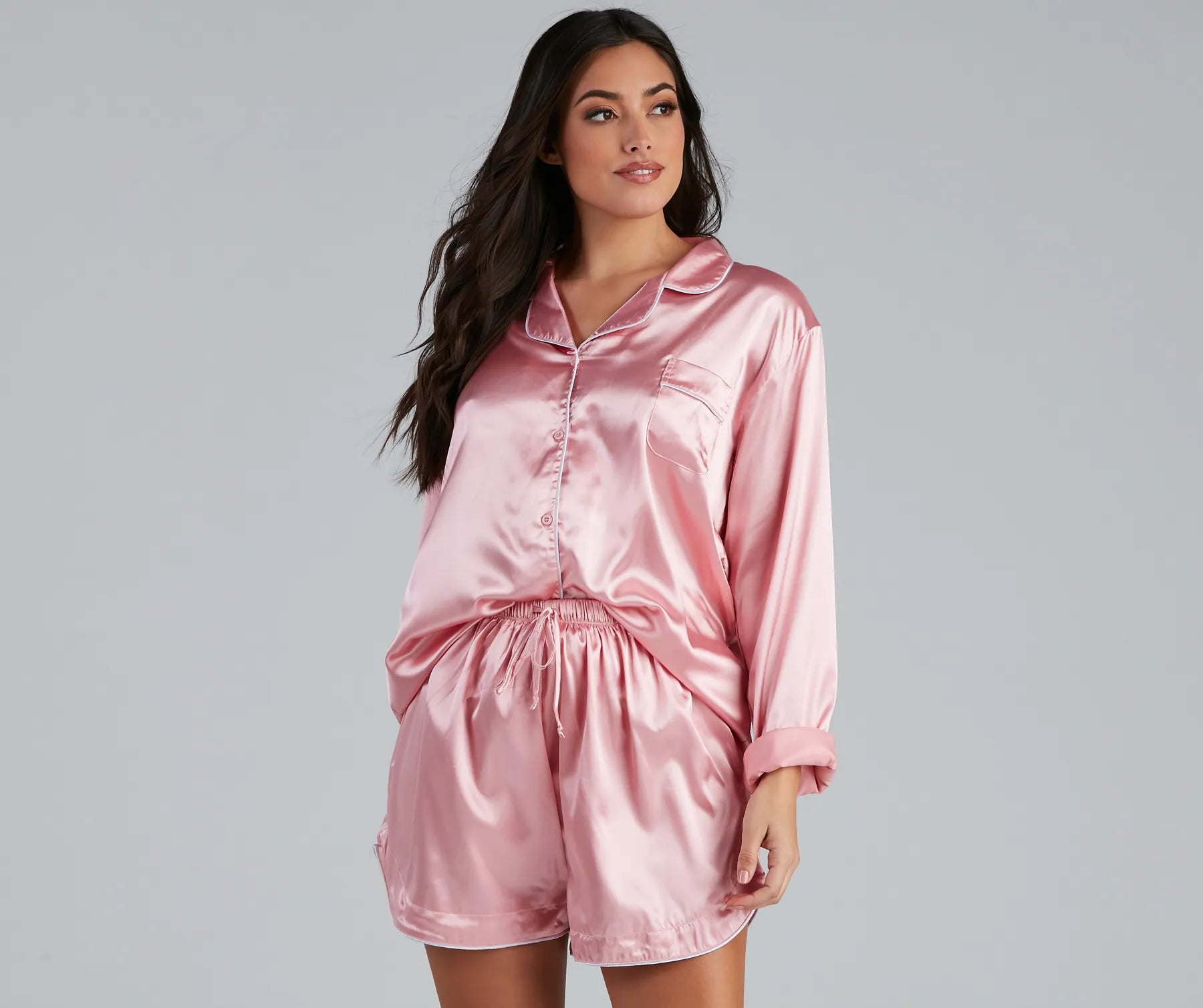 Necklaces and pendants with abstract shapes for a modern, creative appearance-Bedtime Fave Satin Pajama Set