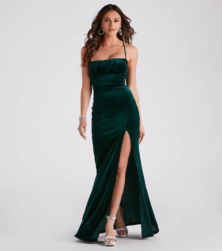 High-waisted Dresses for Flatter -Carla Formal Velvet Mermaid Dress