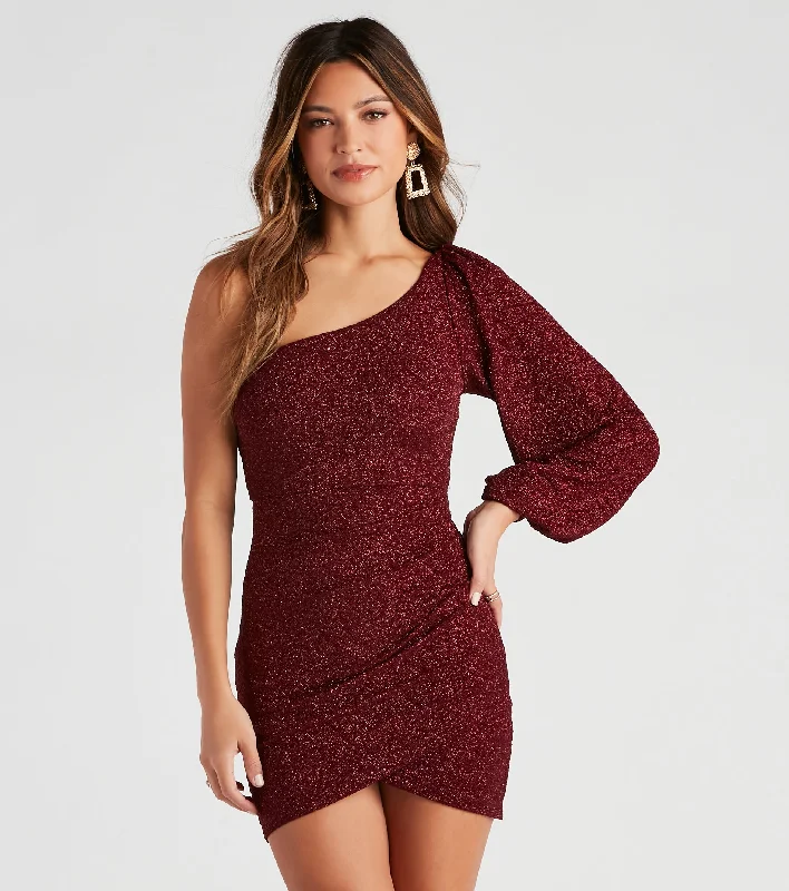 Mini Dresses for Youthful Look -Chic Glam Moment Glitter Knit Mini Dress