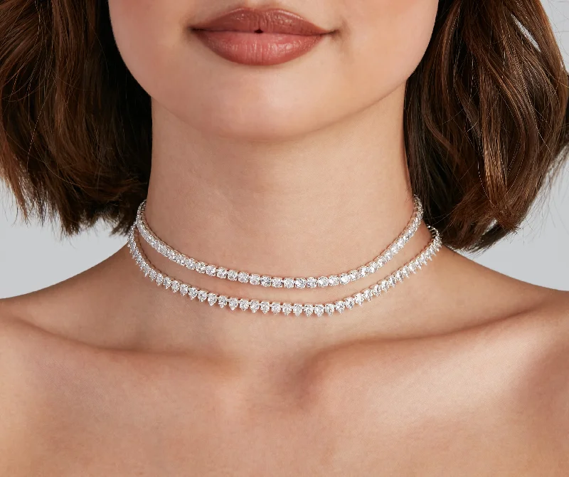 Necklaces and pendants with engraved messages for a deeply personal, sentimental gift-Chic Glamour Cubic Zirconia Choker Necklaces