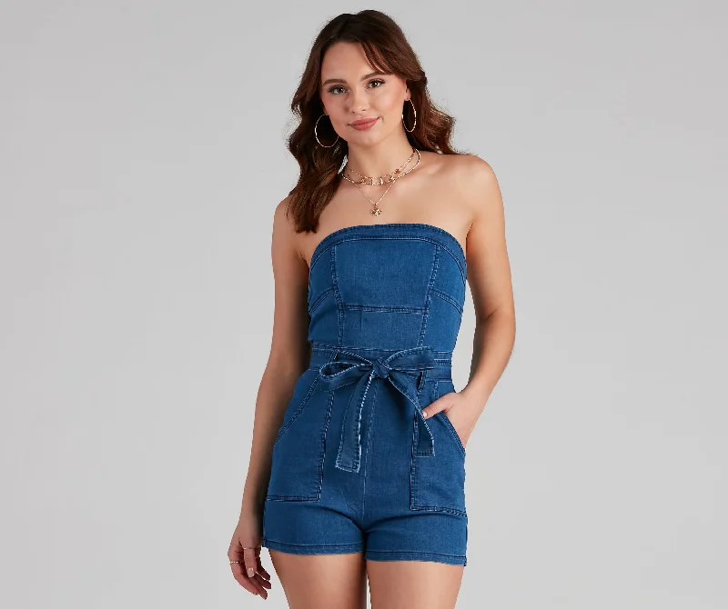 Necklaces and pendants with sun and moon motifs for a celestial-inspired design-Easy Denim Days Romper