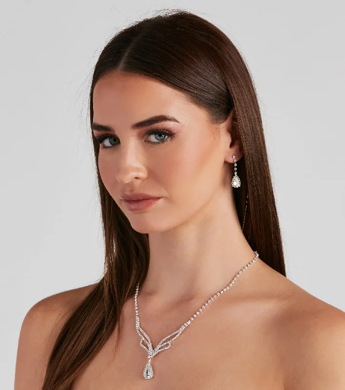 Layered necklaces and pendants for a trendy and fashionable stacked look-Elegance Is Bliss Teardrop Necklace Set