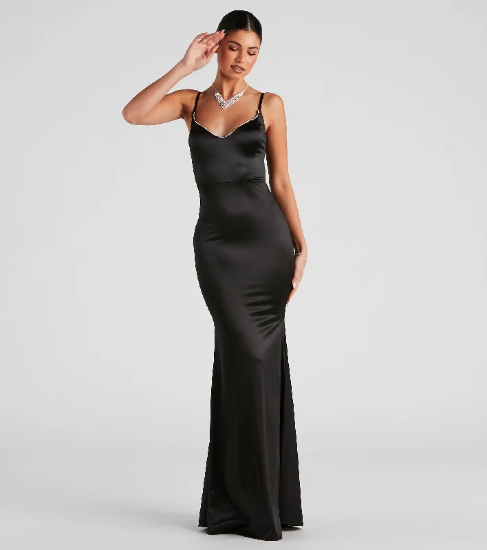 A-line Dresses for Flattering -Elizabeth Formal Satin Mermaid Dress