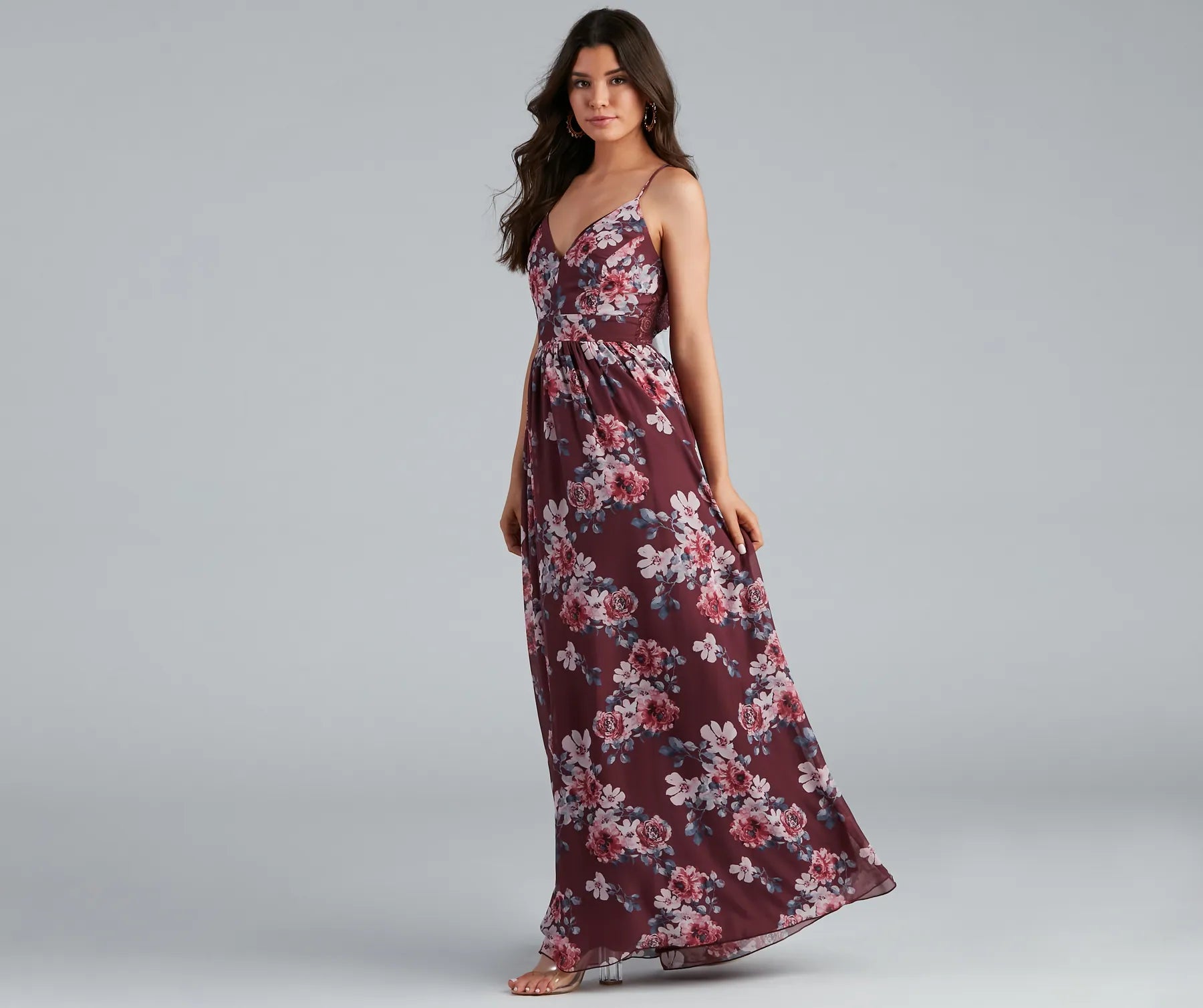 Formal Dresses for Occasions -Floral Fantasy Open Back Maxi Dress