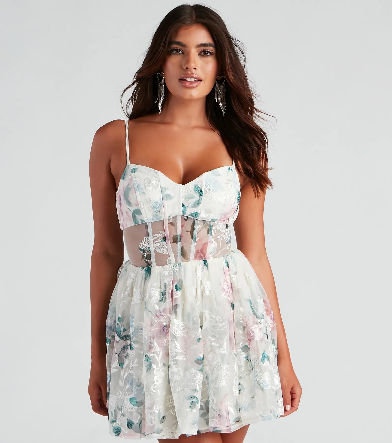 Beach Dresses for Coastal -Gabriella Floral Mesh Party Dress