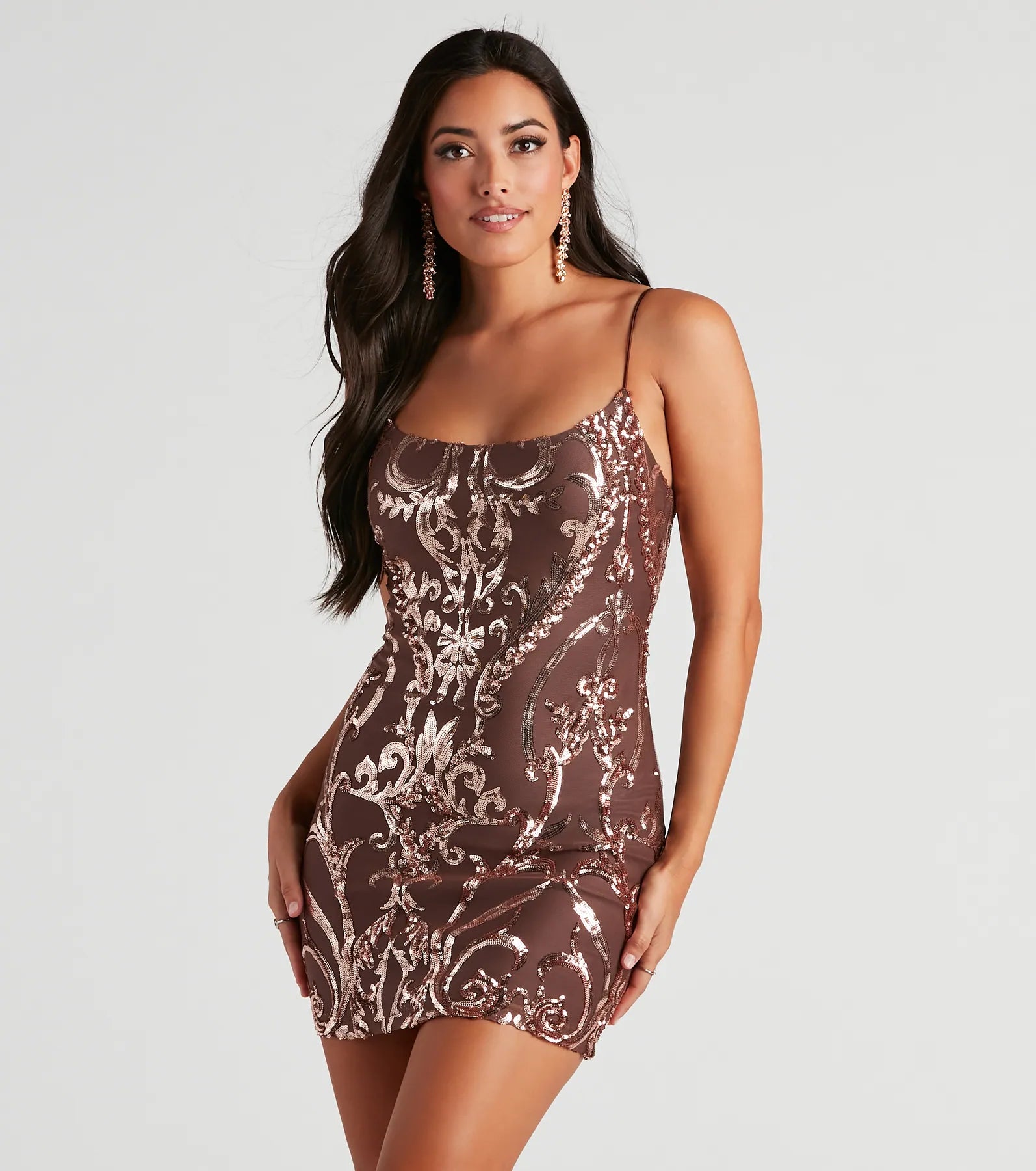 Zippered Dresses for Convenience -Gia Sequin Mesh Bodycon Dress