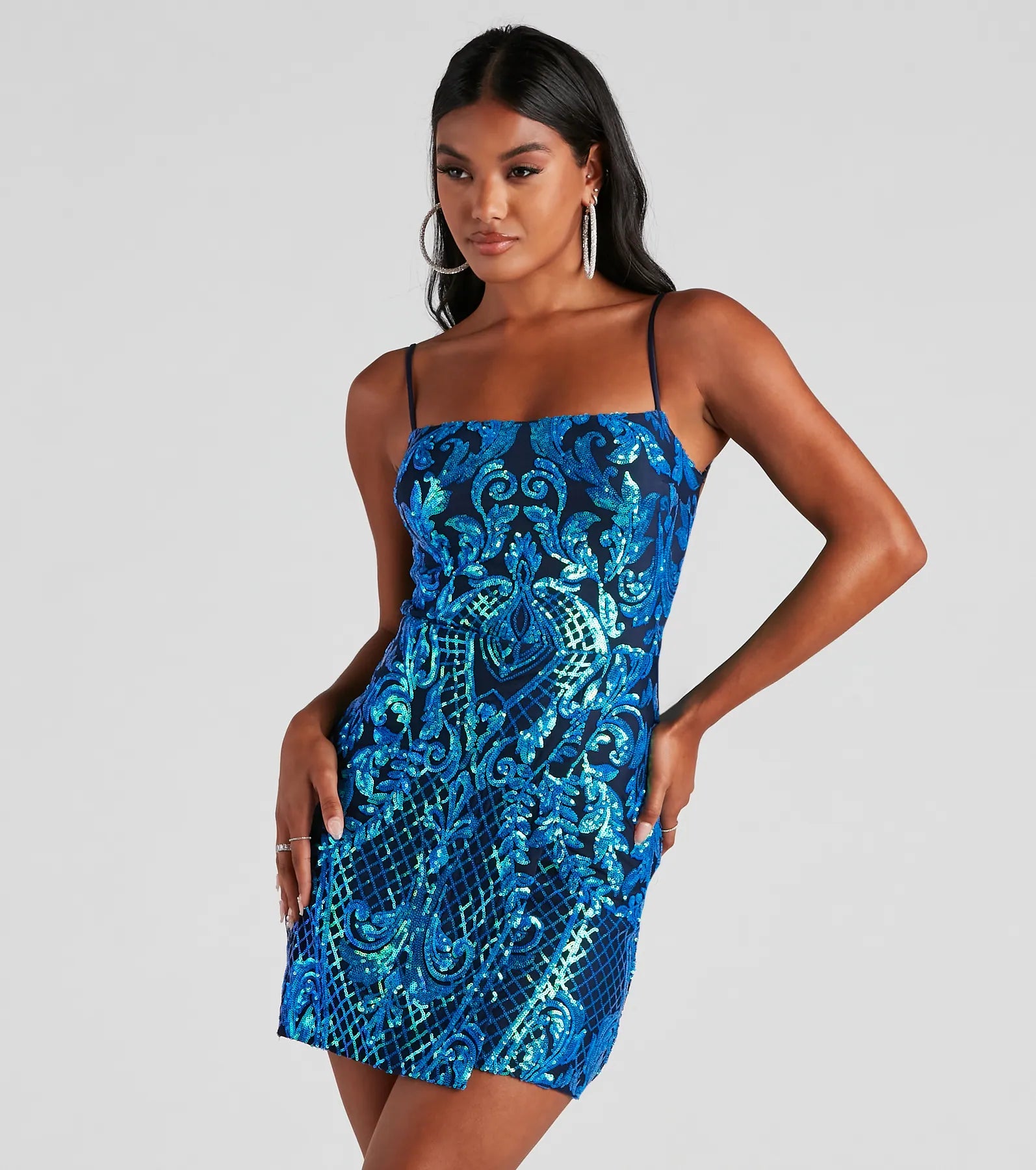 Shift Dresses for Simple Look -Kaylie Sequin Short Party Dress