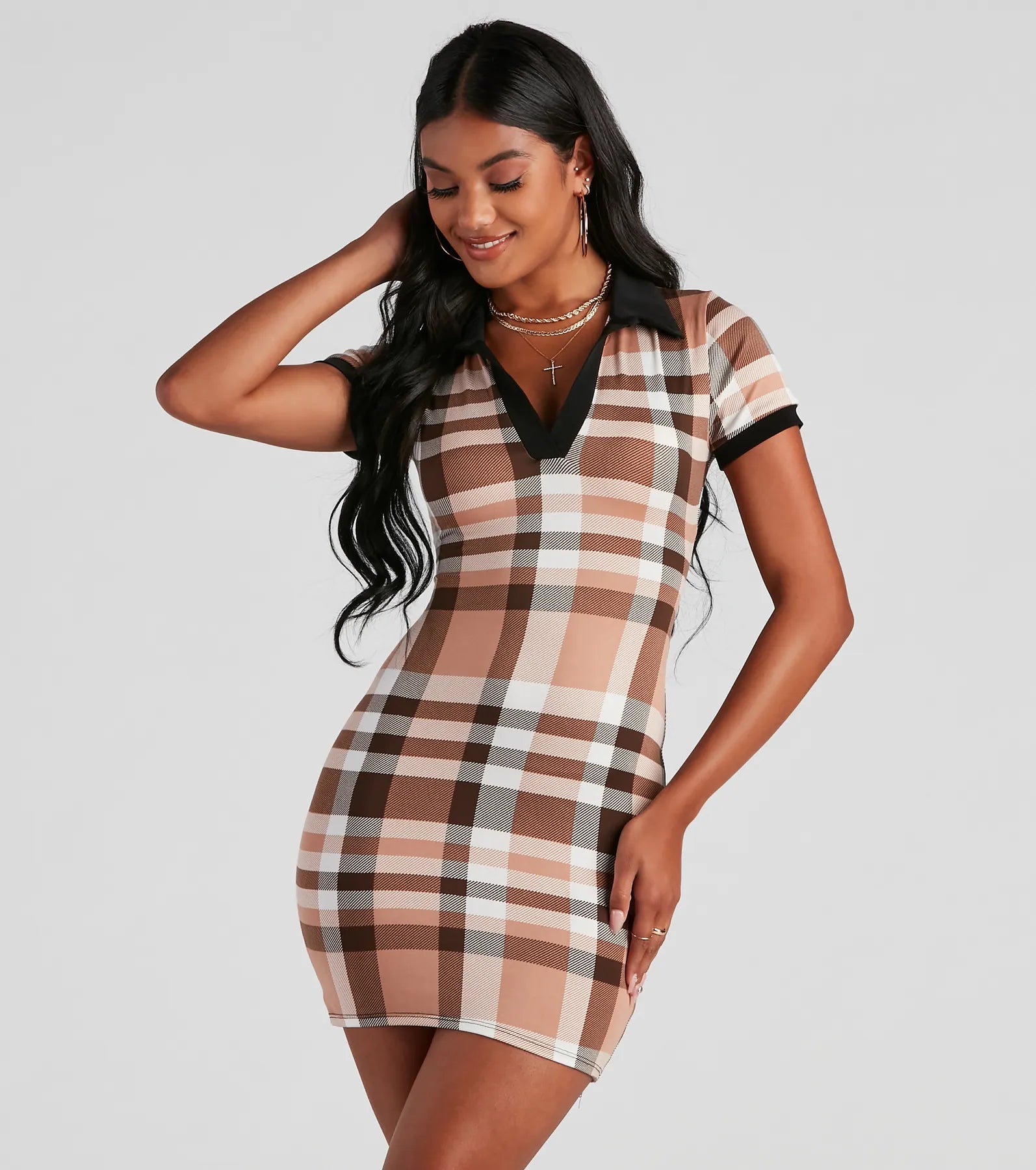 Indian Dresses with Intricacy -Keep It In Check Plaid Mini Dress