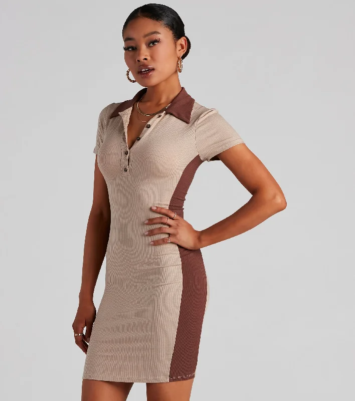 Office Dresses for Business -Keep Knit Chill Color Block Mini Dress