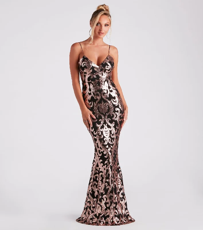 Silk Dresses for Luxurious -Lea Formal Sequin Low Back Dress