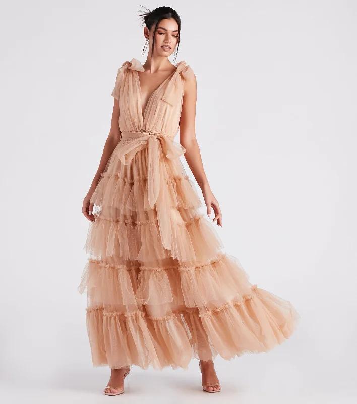 Embroidered Dresses for Detailed -Mabelle Formal Tulle A-Line Dress