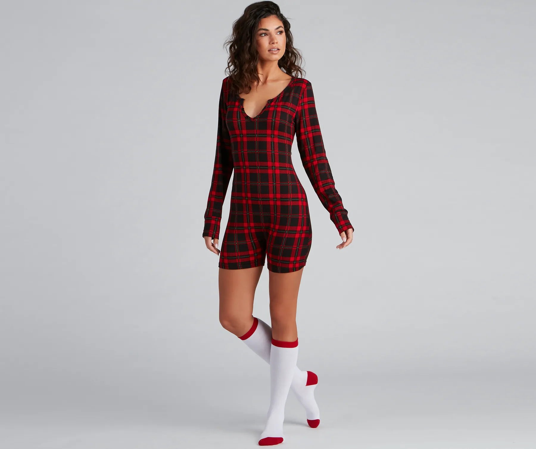 Best necklaces and pendants with intricate filigree for vintage-inspired elegance-Plaid Pajama Romper And Socks Set