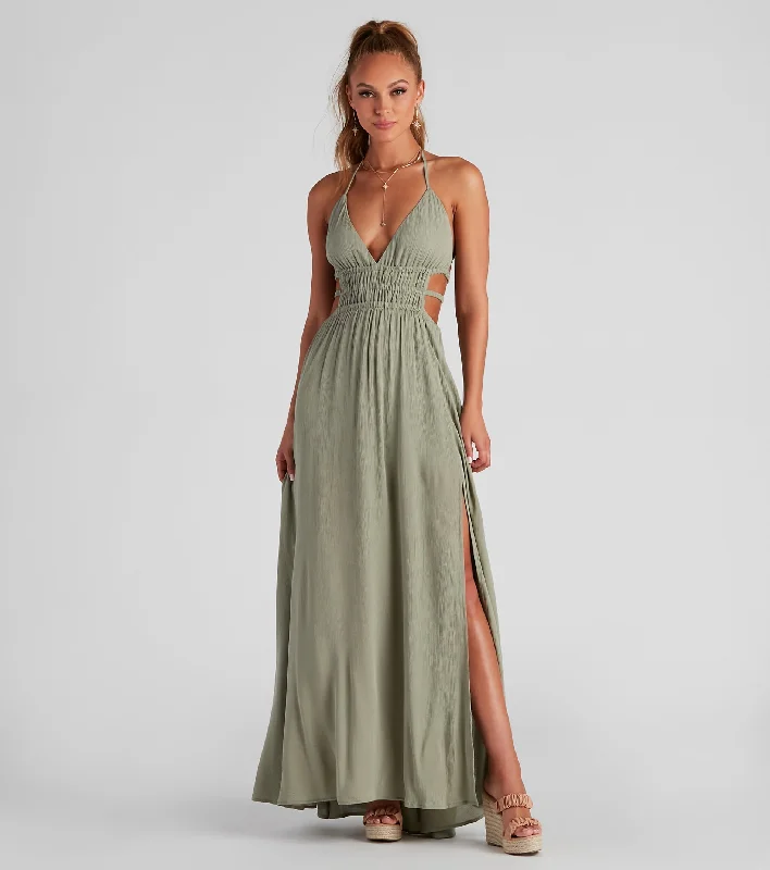 Zippered Dresses for Convenience -Ready Set Vacay Gauze Maxi Dress