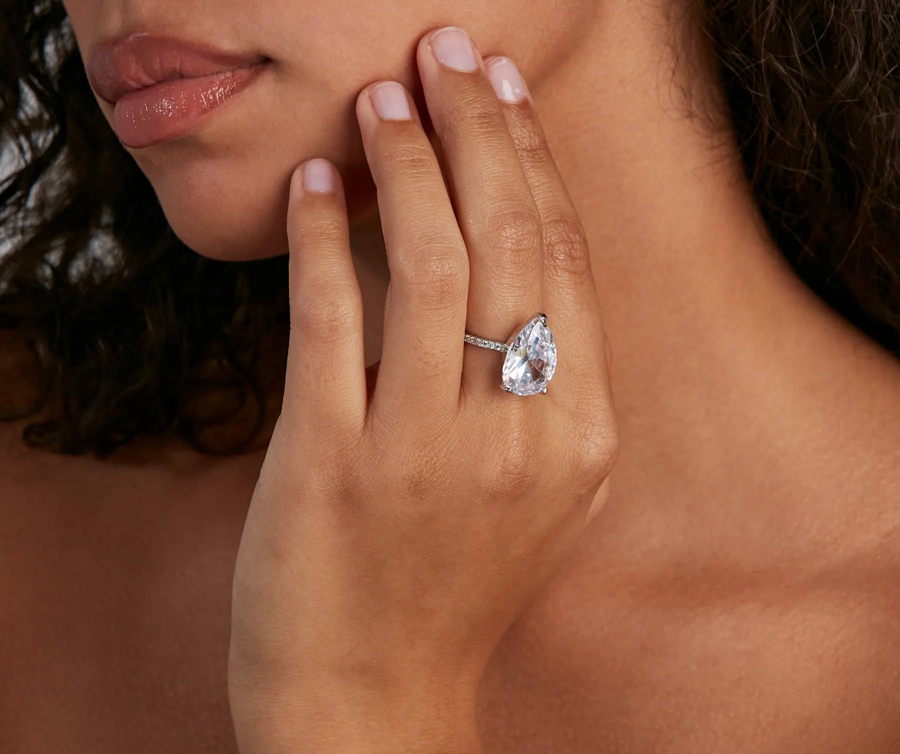 Necklaces and pendants with leaf-shaped designs for an earthy, organic feel-Say I Do CZ Teardrop Ring