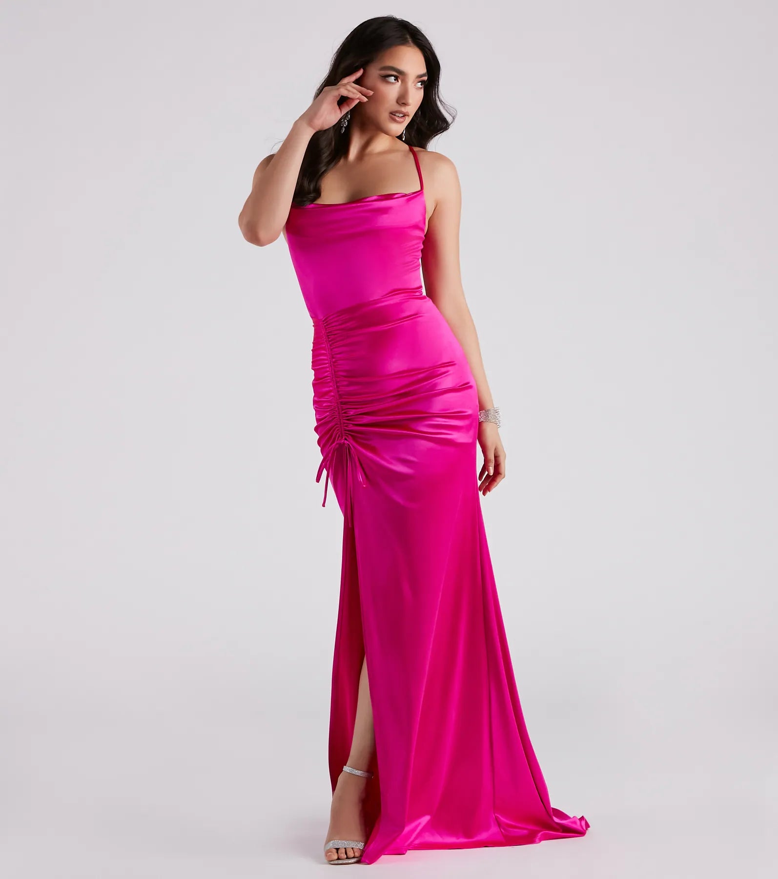 Sheath Dresses for Sophisticated -Serenity Ruched Satin Formal Dress