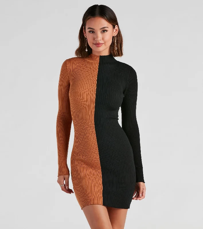 Low-waisted Dresses for Relaxed -Set The Tone Rib Sweater Dress