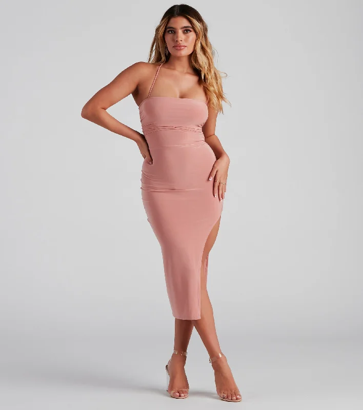 Silk Dresses for Luxurious -Stylish Strappy Moment Midi Dress