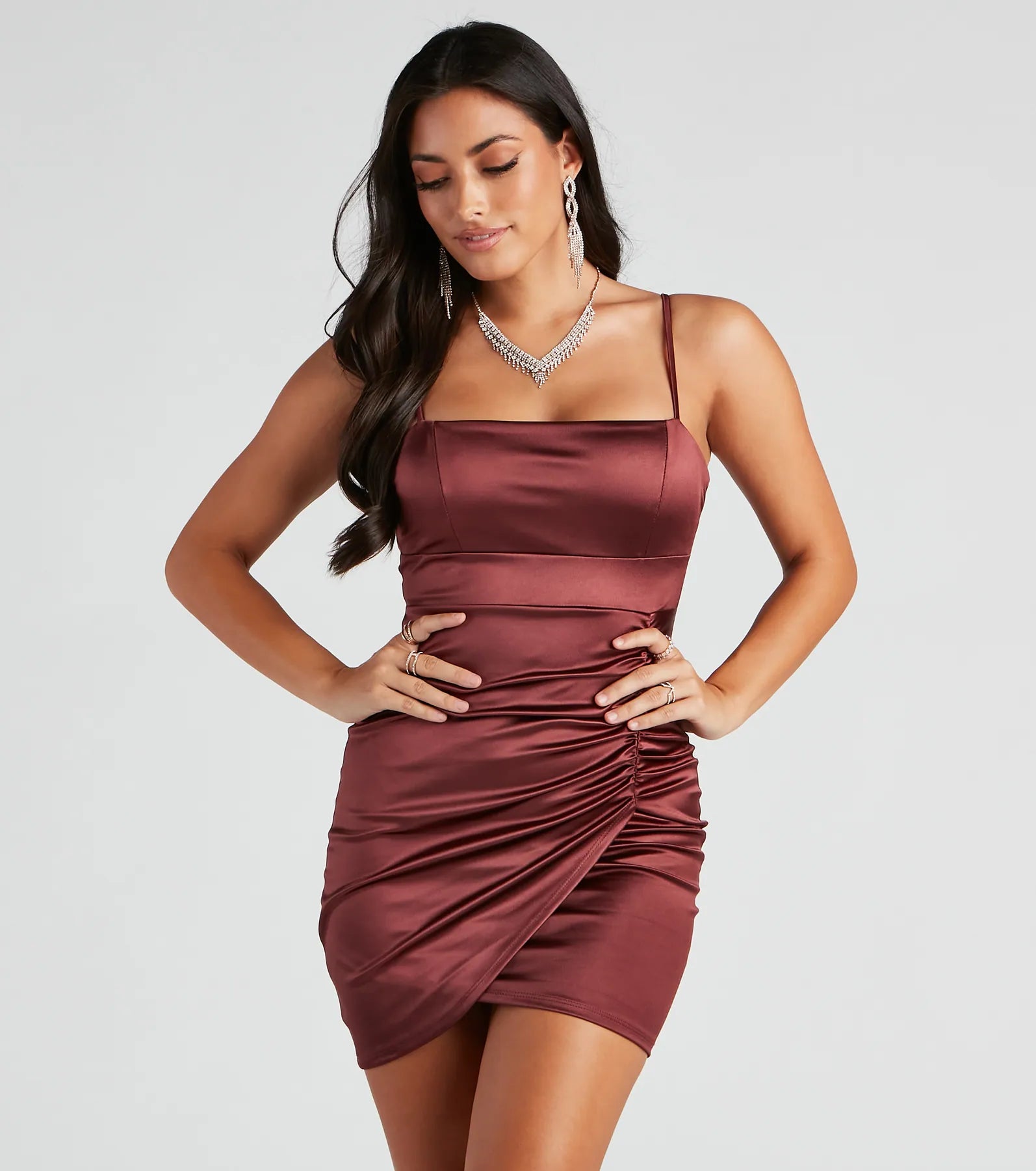 Mini Dresses for Youthful Look -Sultry Attitude Satin Bodycon Dress