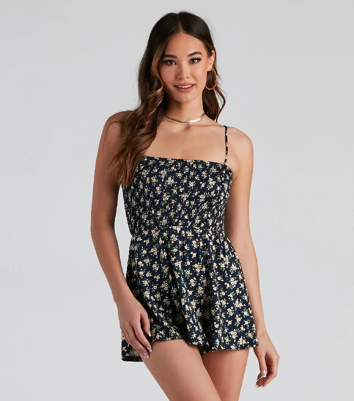 Unique necklaces and pendants with engraved messages for a sentimental gift-Sweet Vibes Ditsy Floral Romper