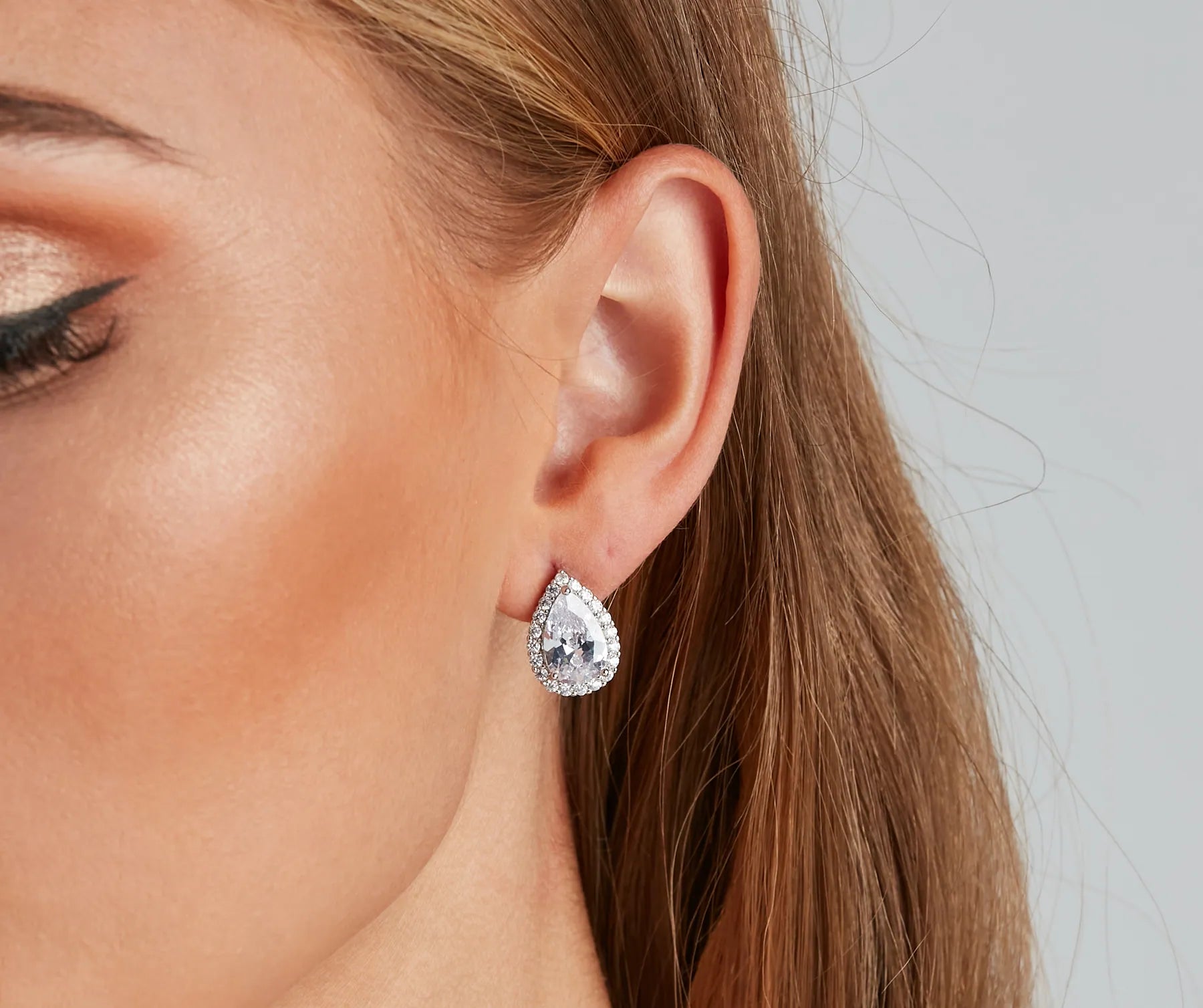 Unique necklaces and pendants with gemstones for a colorful and vibrant statement-The Finer Things Teardrop Halo Studs