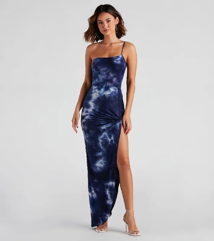 Valentine's Day Dresses for Romance -Tie Dye For One Shoulder Dress