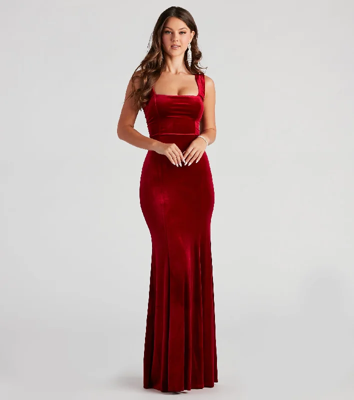 Spandex Dresses for Flexible -Tori Formal Sleeveless Velvet Mermaid Dress