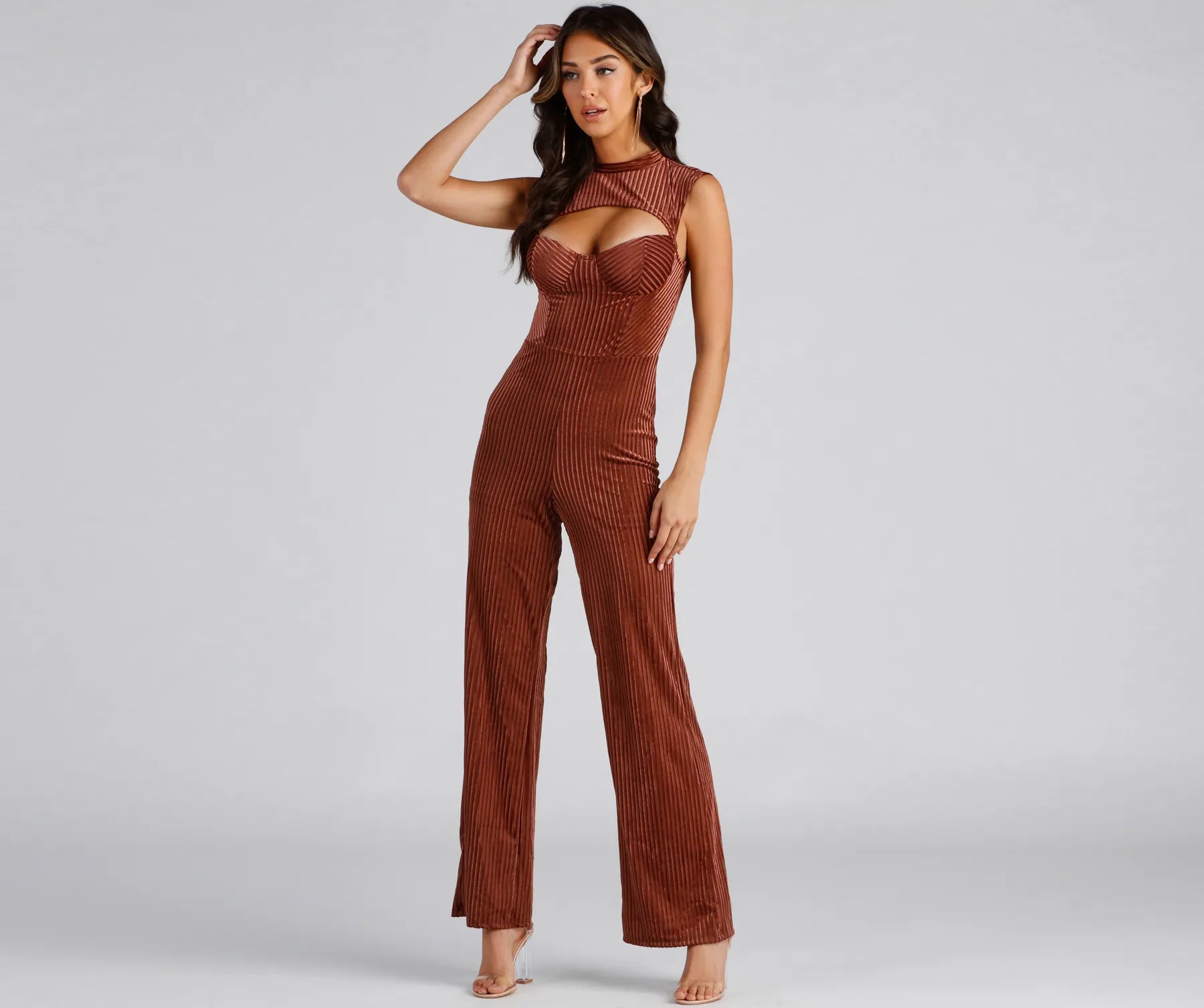 Unique necklaces and pendants with vintage-inspired designs for timeless appeal-Trendy Vibes Velvet Jumpsuit