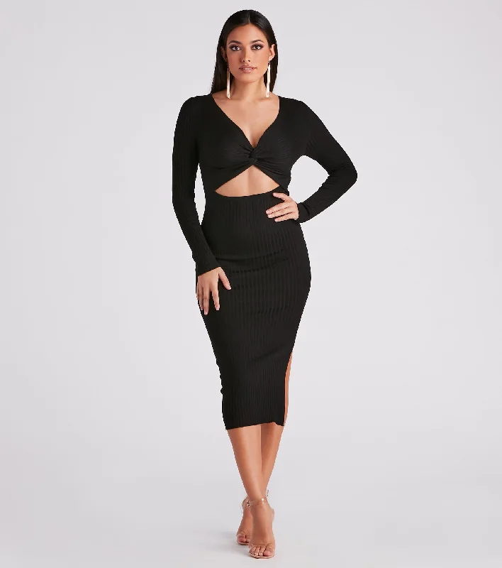 Strapless Dresses for Glamorous -Twist It Up Sweater Midi Dress