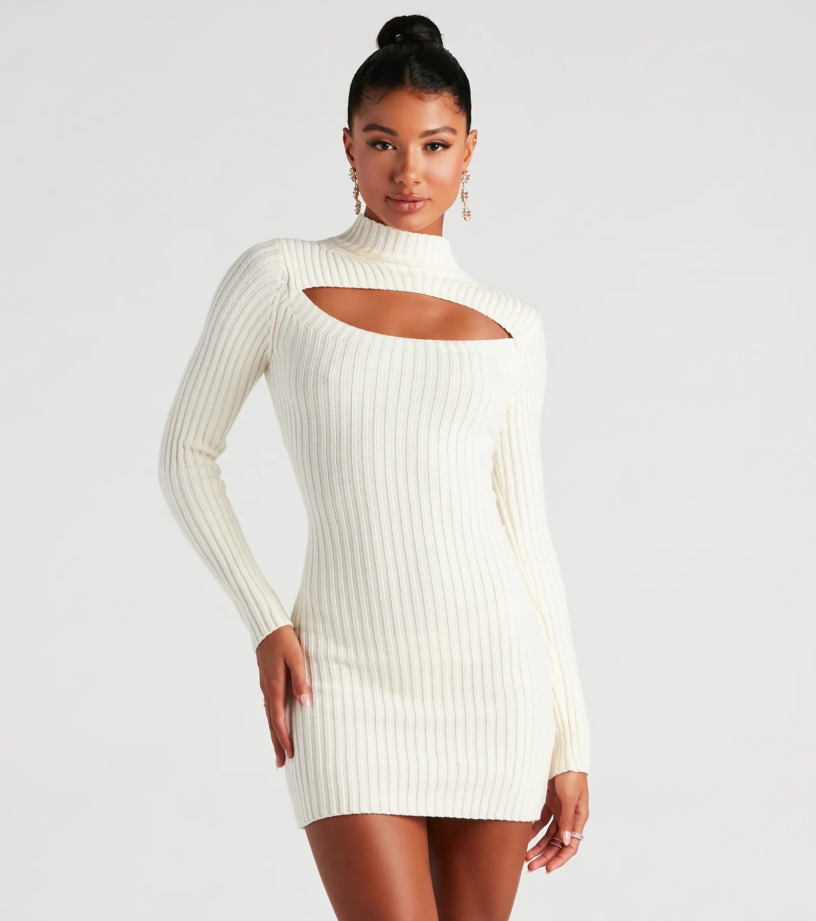 Party Dresses for Celebration -Winter Bliss Cutout Sweater Dress