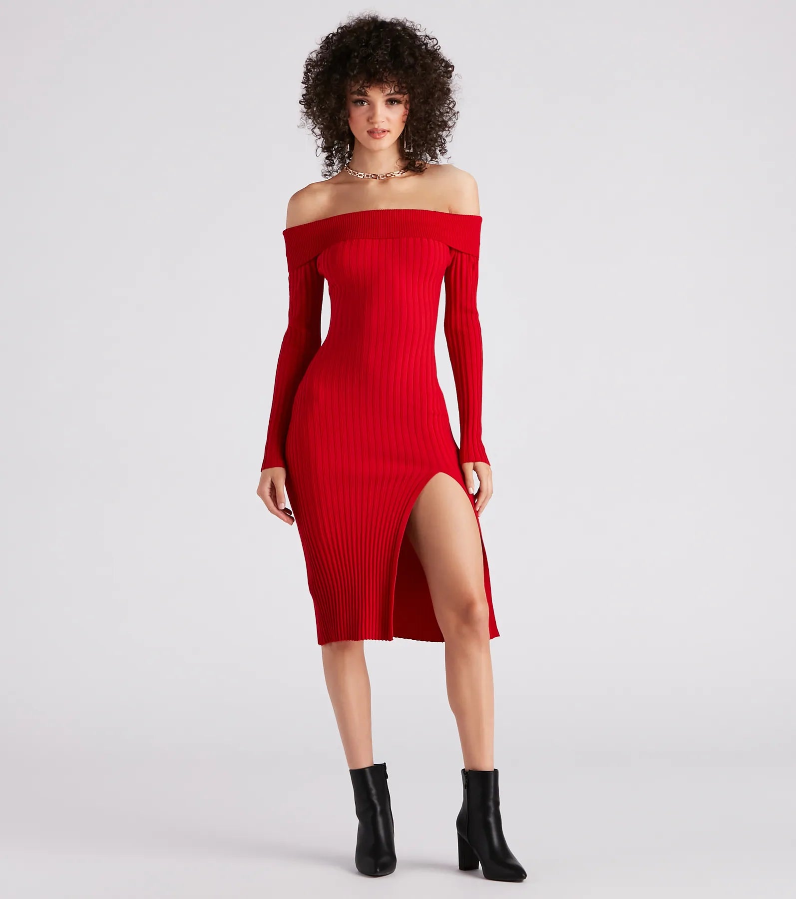 Tiered Dresses for Voluminous -Winter Chic Off-The-Shoulder Sweater Dress